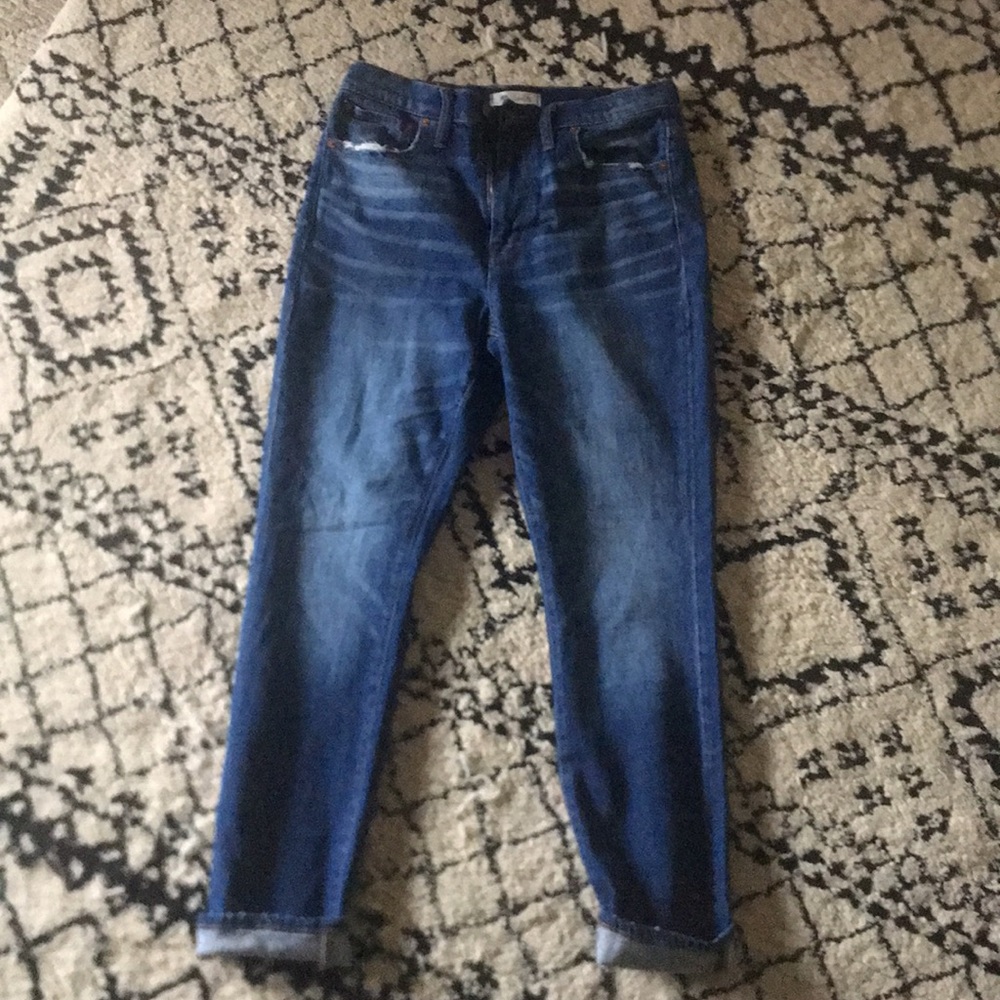 Madewell high rise slim boy jean.
